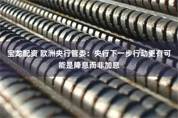 宝龙配资 欧洲央行管委：央行下一步行动更有可能是降息而非加息